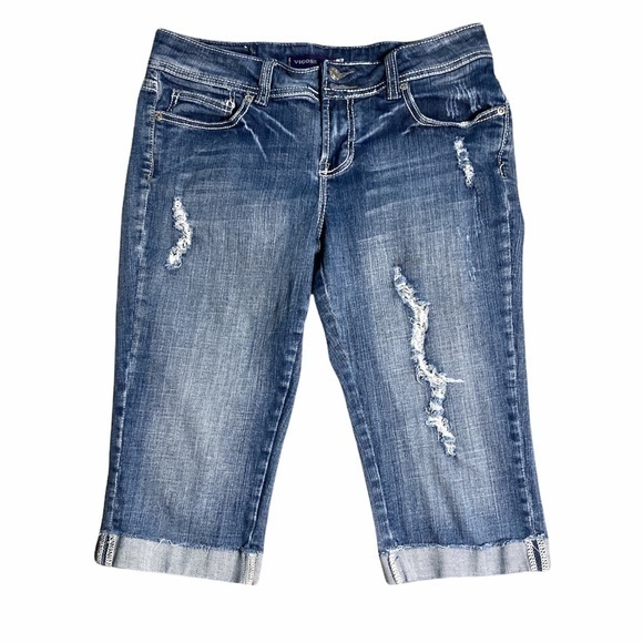 Vigoss‎ Destroyed Cuffed Capri Jeans Sz. 7 Juniors - Picture 1 of 12